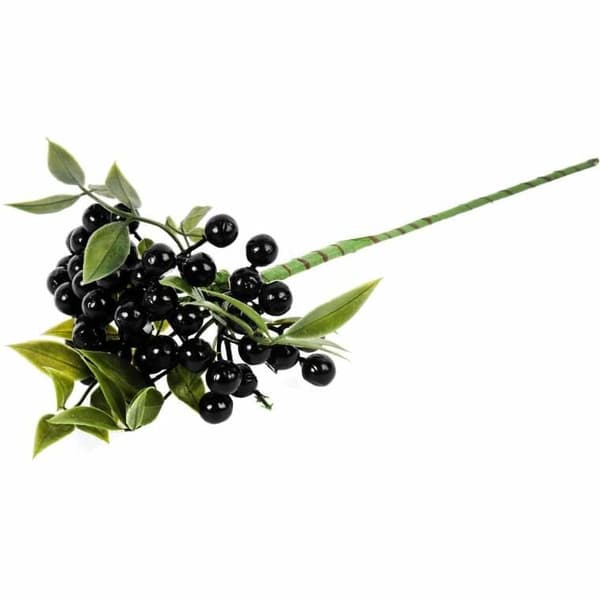 GREN MED BÆR SORTE KUGLER 34 CM
