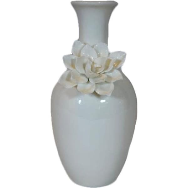 Vit, fin blomvas, mått 20x10 cm