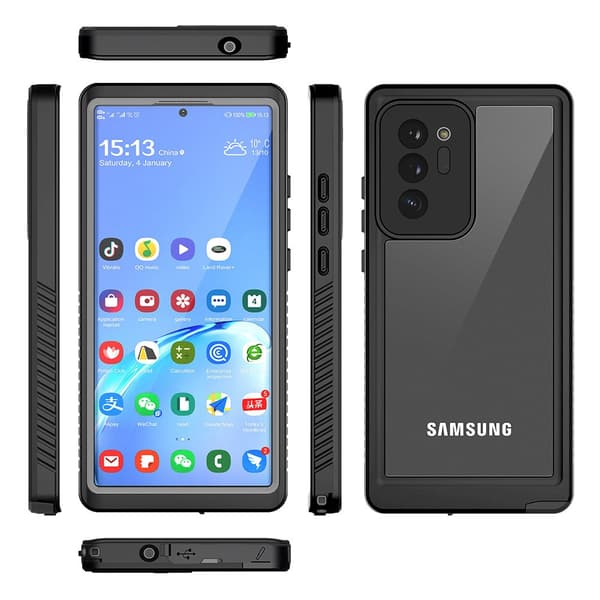 IP68 Vandtæt Etui til Samsung Galaxy Note 20 Ultra, Sort