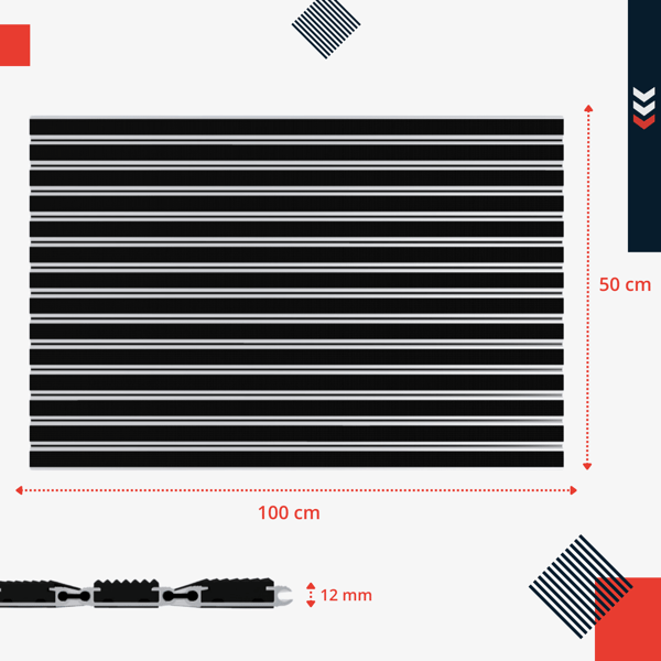 Aluminium system gummi dørmåtte C12 100x50