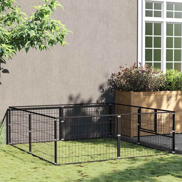 vidaXL Koiranhäkki, Musta, 4 m², Teräs