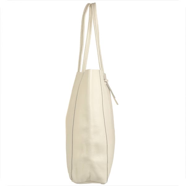 Superlet læder shopper taske, lys beige