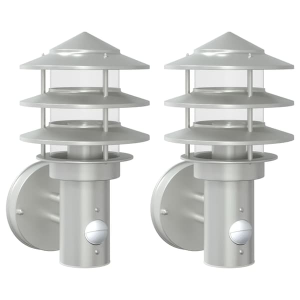 vidaXL Utomhusvägglampor med rörelsesensor, 2 st, Silver, Stål