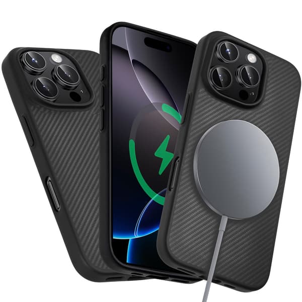 iPhone 16 Pro cover, aramidfibercover, sort