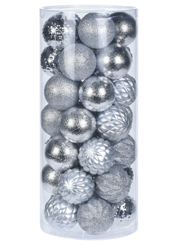 Diamant silver julgranskulor 35 st