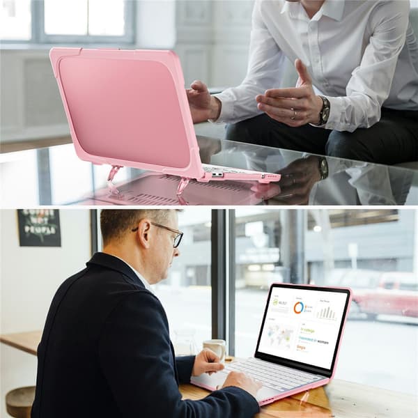 MacBook Neo 13-etui, hybridskal, med stativ, lyserød