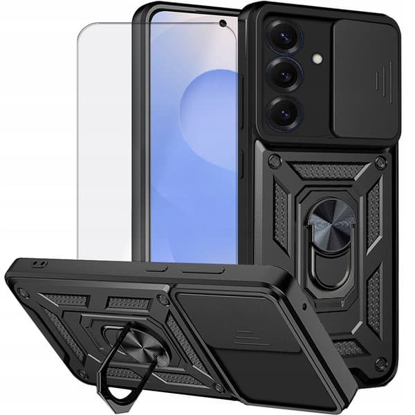 Etui til Samsung Galaxy S25 DEFENDER CAMERA ARMOR SLIDE RING + GLAS