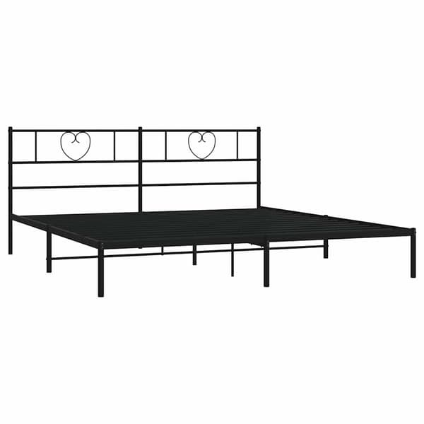 vidaXL metalsengestel med hovedgærde sort 180x200 cm