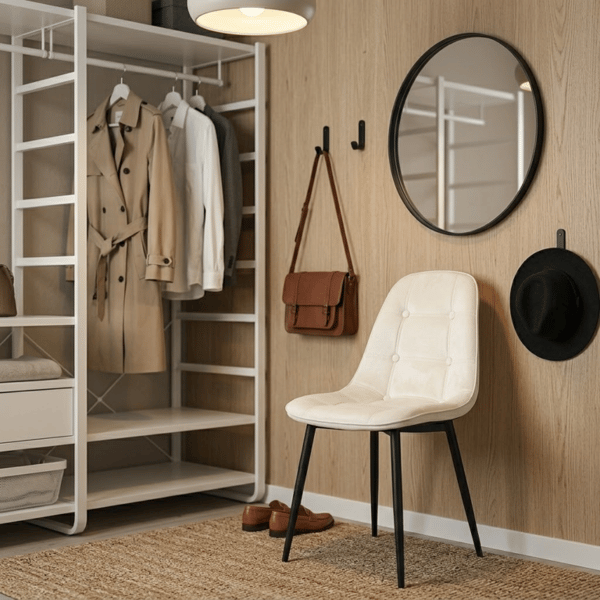 Aristo fløjlsstol, beige, sorte ben