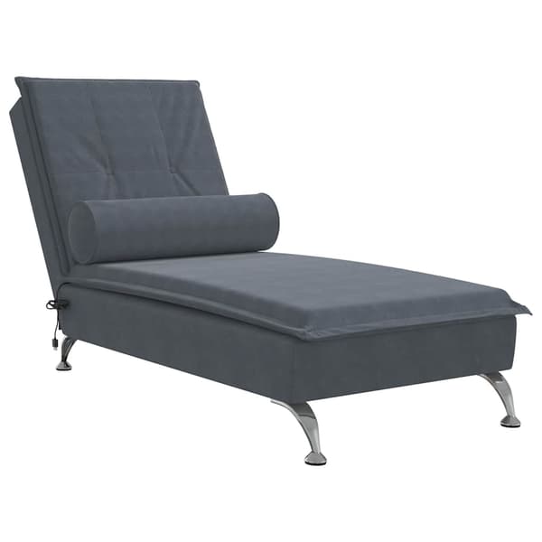 vidaXL Massageschäslong med rullstol, mörkgrå, sammet