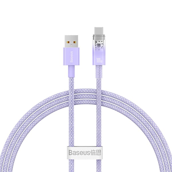 Explorer-kabel med temperatursensor USB-A USB-C 100W 1m - Lilla