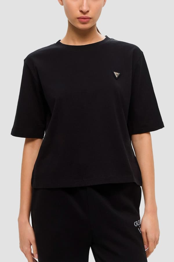 Guess sort bomulds t-shirt til kvinder Colette Boxy M