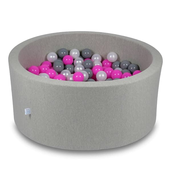 Tør pool 90x40cm lysegrå med 300 bolde: pink, perlemor, grå