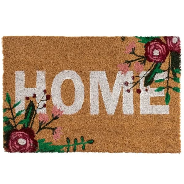 Kokos dørmåtte HOME blomster 60x40 cm