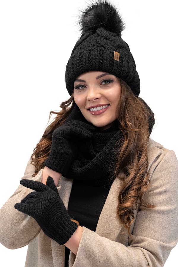 Vivisence 7014R sorte UNI strikkede handsker