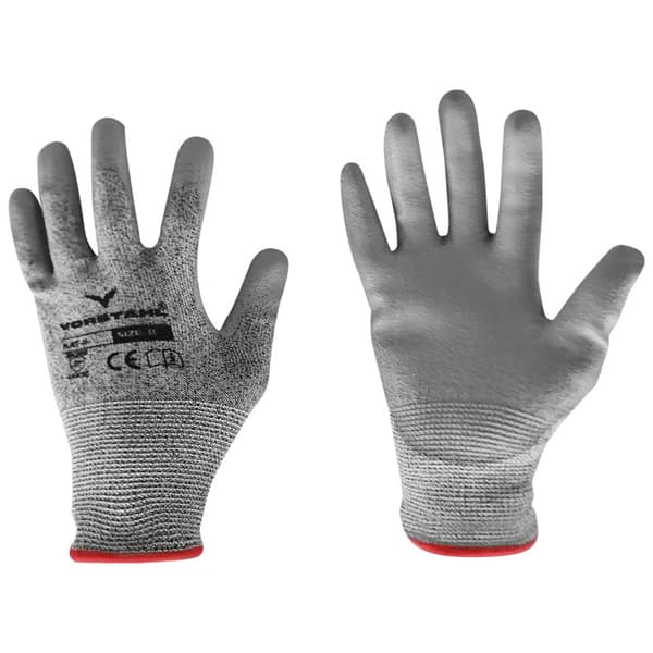 Skærefaste handsker, polyester, polyurethan, 12 stk., størrelse 9, Vorstahl-kvalitet