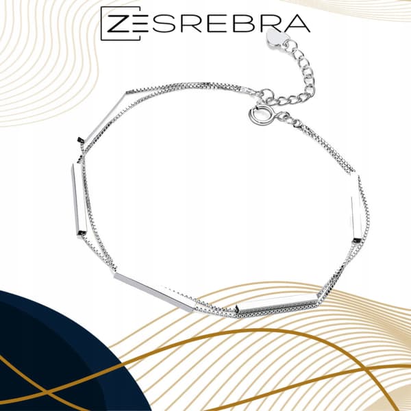 Elegant dubbelarmband, silver pr 925, glänsande, kvällssilver