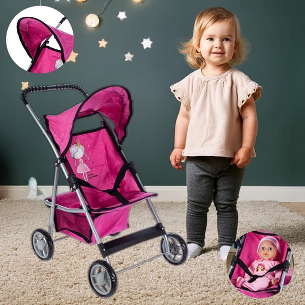 Sammenklappelig Prinsesse Dukkeklapvogn PINK X23