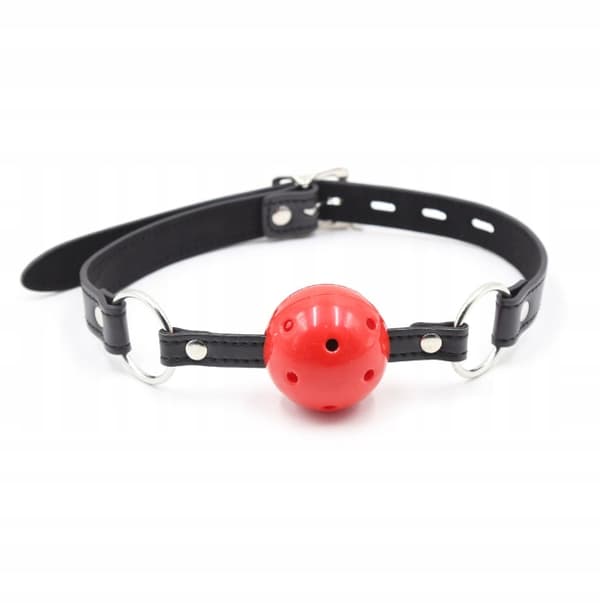 Röd Läderboll Munkväv BDSM Gadget Intimeo