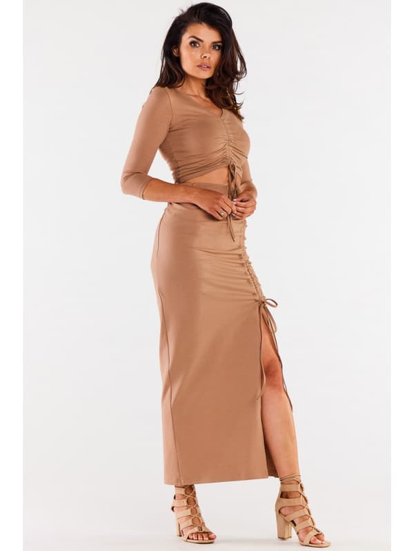 Bomullsmaxikjol, beige XL
