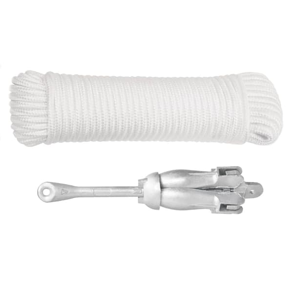 vidaXL Hopfällbart ankare med rep, silver, 2,5 kg, smidbart järn