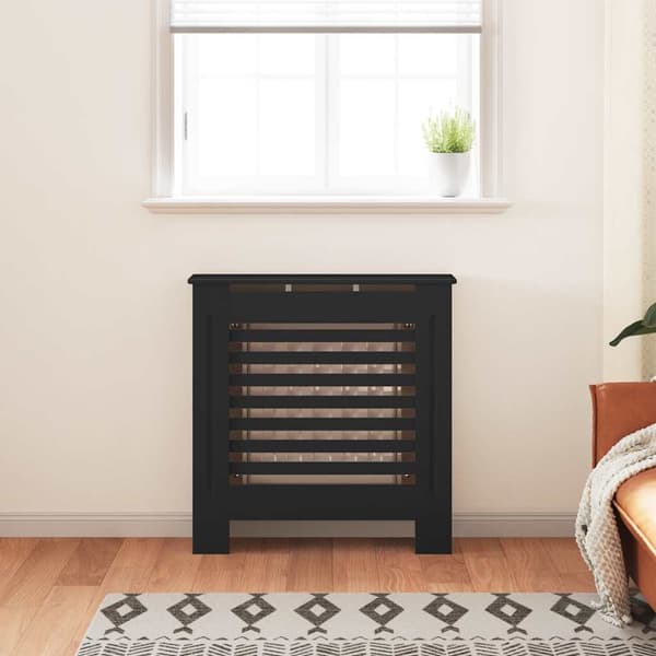 vidaXL radiatordæksel, MDF, sort, 78 cm