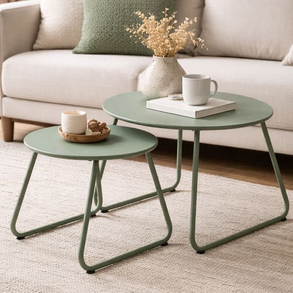 Set med 2 gröna metallbord Loft Duo