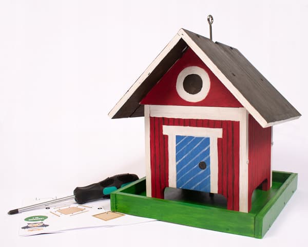 Gør-det-selv fuglehusfoderhus i træ 225x240x226mm