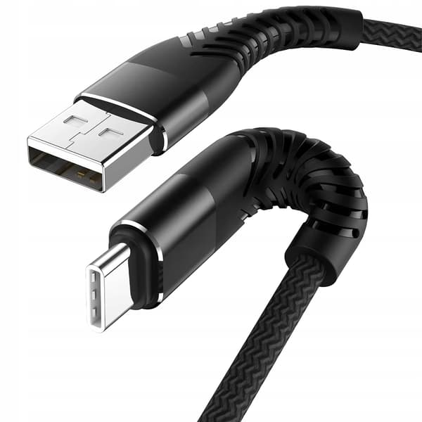 USB C-KABEL 2M | USB - USB TYP C-KABEL | SVART SNABBLADDNING | ÖVERFÖRING