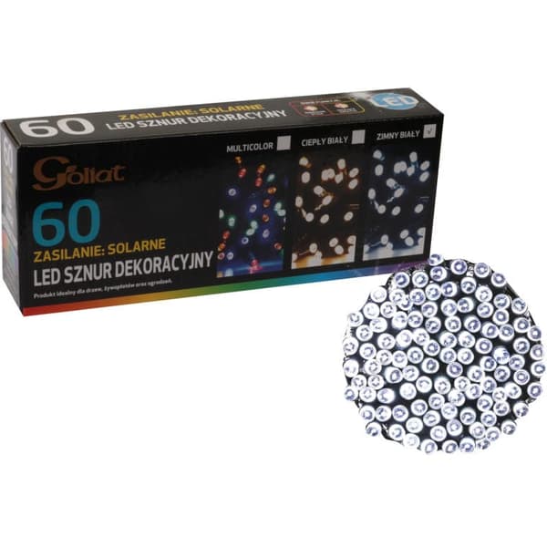 JULETRÆSLYS 60 LED-SOLAR KØLIG HVID