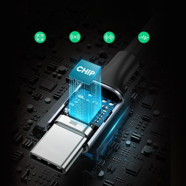 USB-C til 3,5 mm mini-jack hovedtelefonadapter 10 cm - sort
