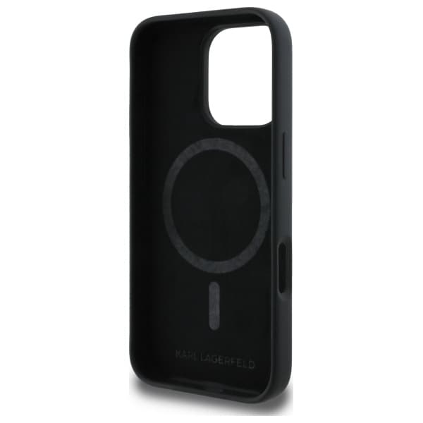 Karl Lagerfeld Silikone Dobbelthoved Print MagSafe-etui til iPhone 16 Pro Max, sort
