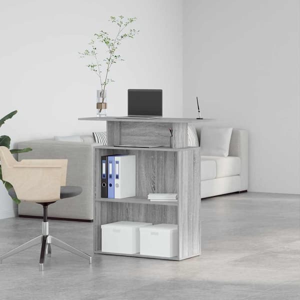 vidaXL Receptionsdisk grå Sonoma 100x40x104 cm limmat trä