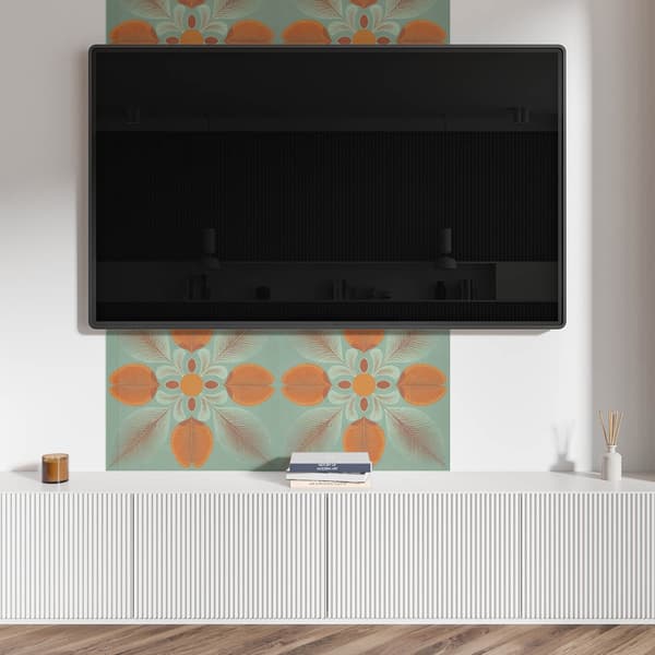 Trykt vinylpanel, klar til montering, 100x50 cm, blomstermønster med blade