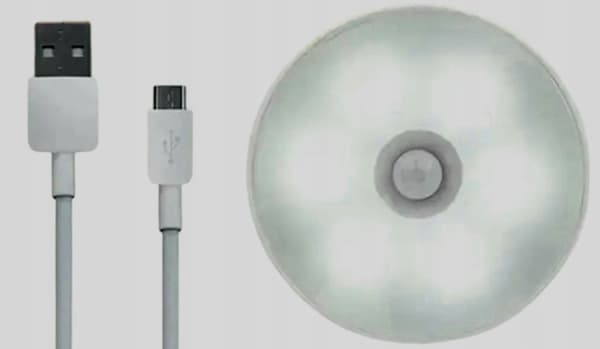 PIR rund sensor nattlampa med batteri för väggmontering