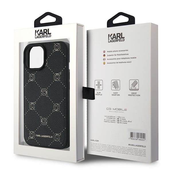 Karl Lagerfeld Magsafe Karl Heads-etui til iPhone 15 Plus, sort