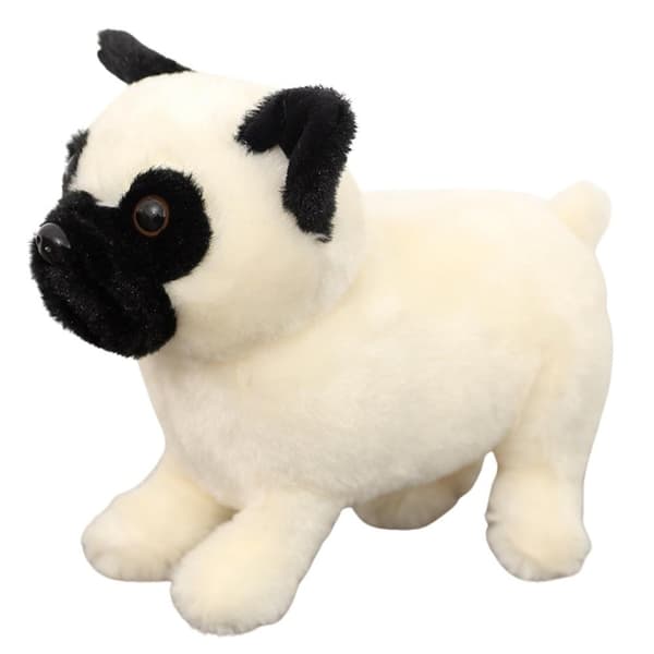 Mops Hund Plyslegetøj Hvid 19cm