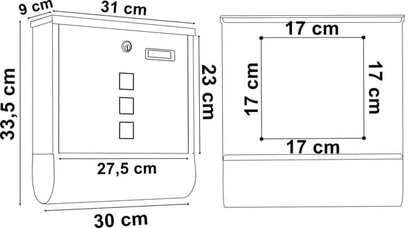Hans-postilaatikko sanomalehtitelineellä, musta