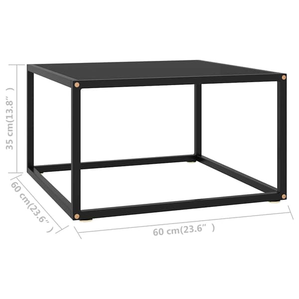 vidaXL sofabord, sort, sort glas, 60x60x35 cm