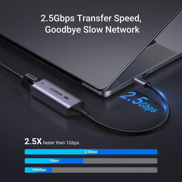 Adapter Ethernet Netværkskort USB-C - RJ45 2.5G Grå