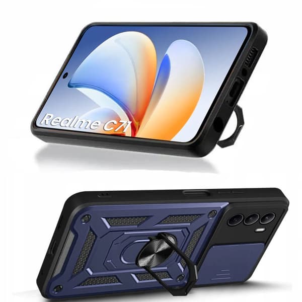 Pansret cover til Realme C71, CamShield Slide, blå