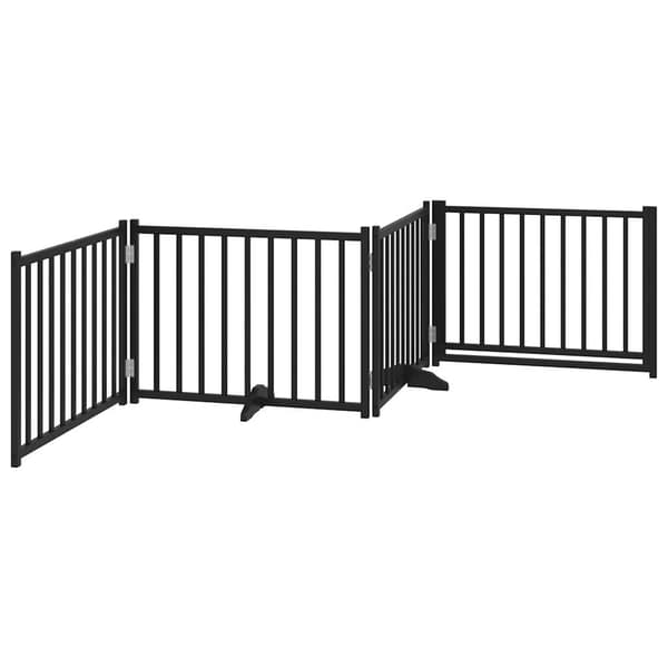 vidaXL foldbar hundegitter med dør 4 paneler sort 320 cm