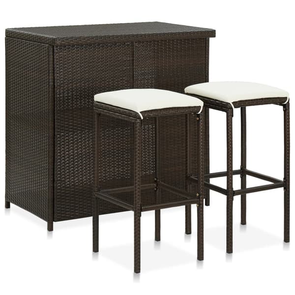 vidaXL 3-delt barsæt polyrattan brun