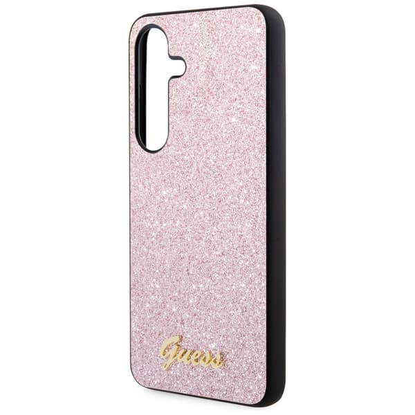 Guess Glitter Script-skal till Galaxy S24, rosa