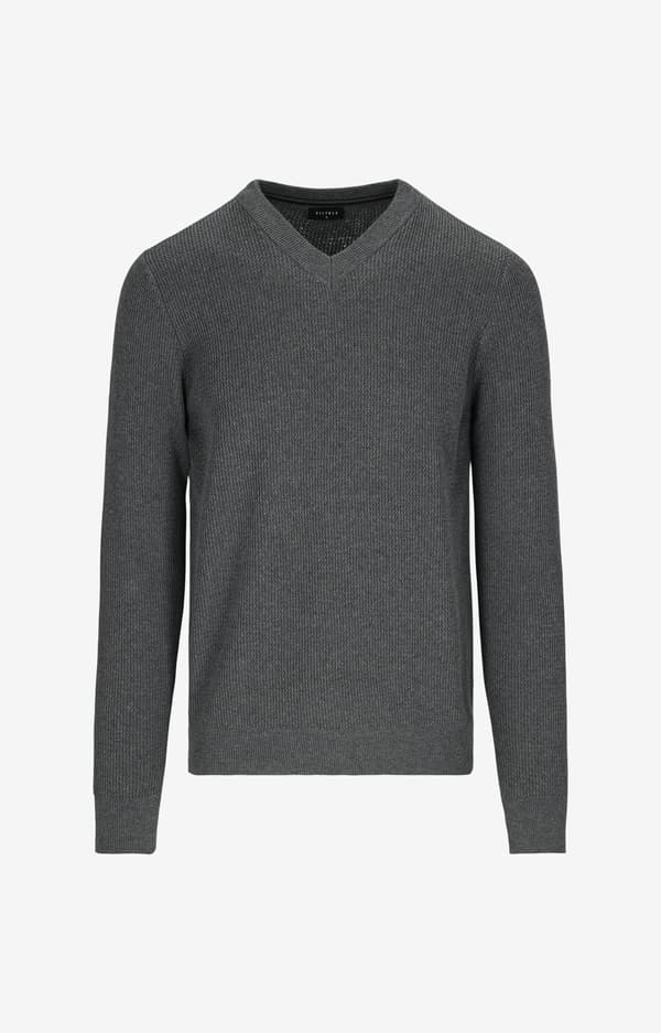 Mikromønstret sweater med v-hals M