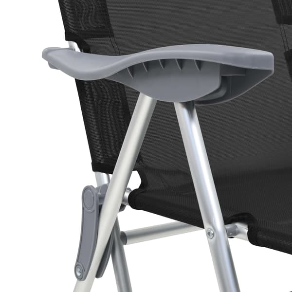 vidaXL foldbare campingstole med fodstøtter, sæt med 2, sort