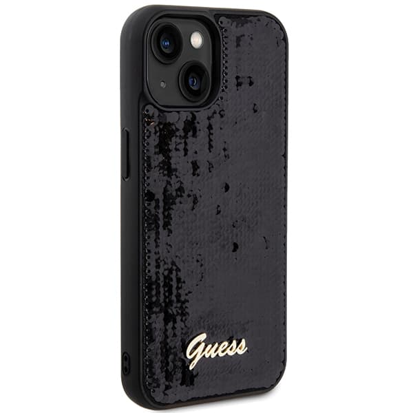Guess Sequin Script Metal-skal till iPhone 14, svart