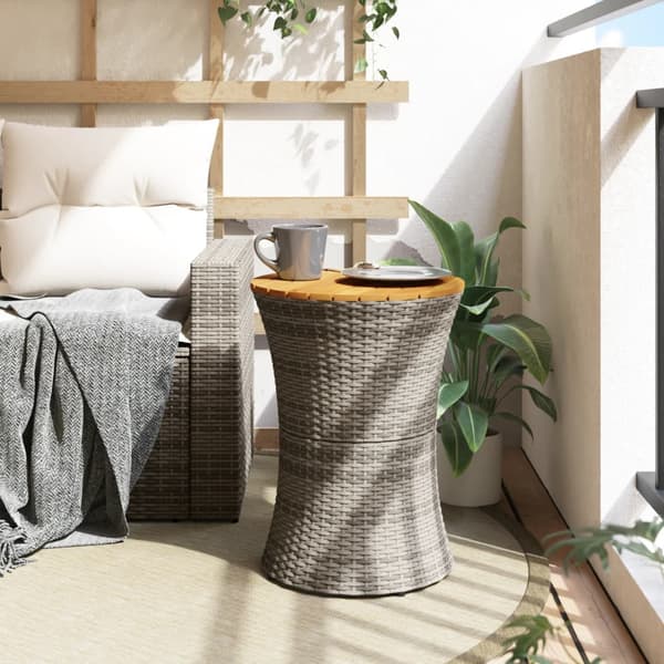 vidaXL trommeformet havebord grå polyrattan og træ