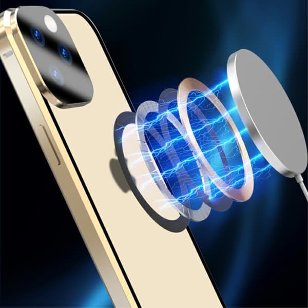 Magnetisk dobbeltglas MagSafe-cover til iPhone 15 Pro Max, guld