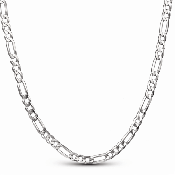 Silver Figaro Kedja 45 cm 4 mm - 925 Silver, Klassisk Vävd